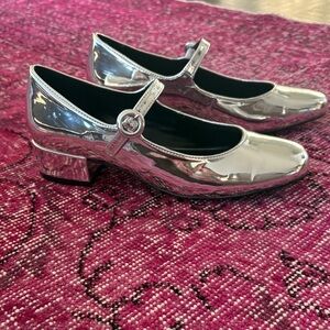 Silver Jane Low Heel Pump